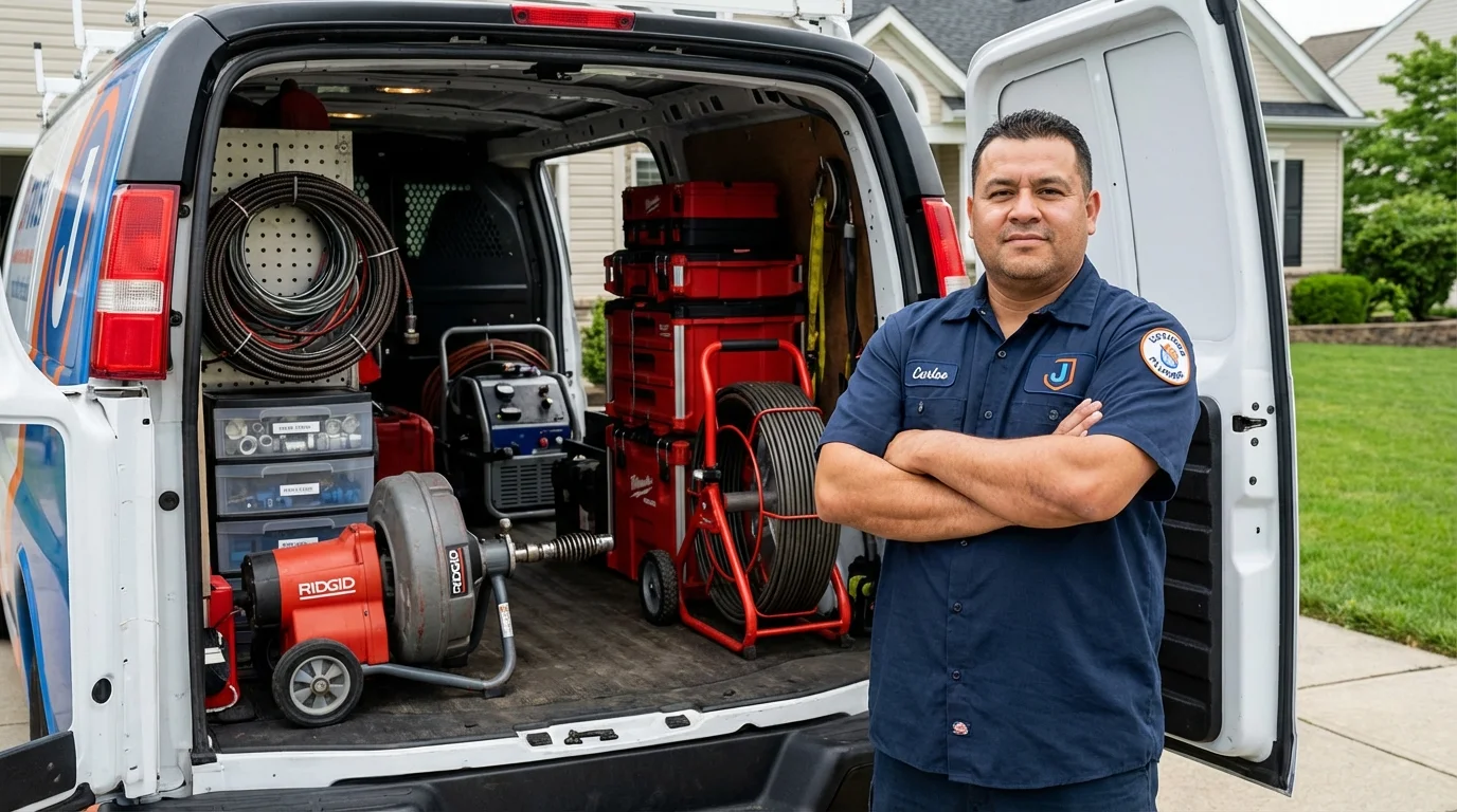 Professional drain cleaning equipment and Johns Plumbing LLC plumber in Limon