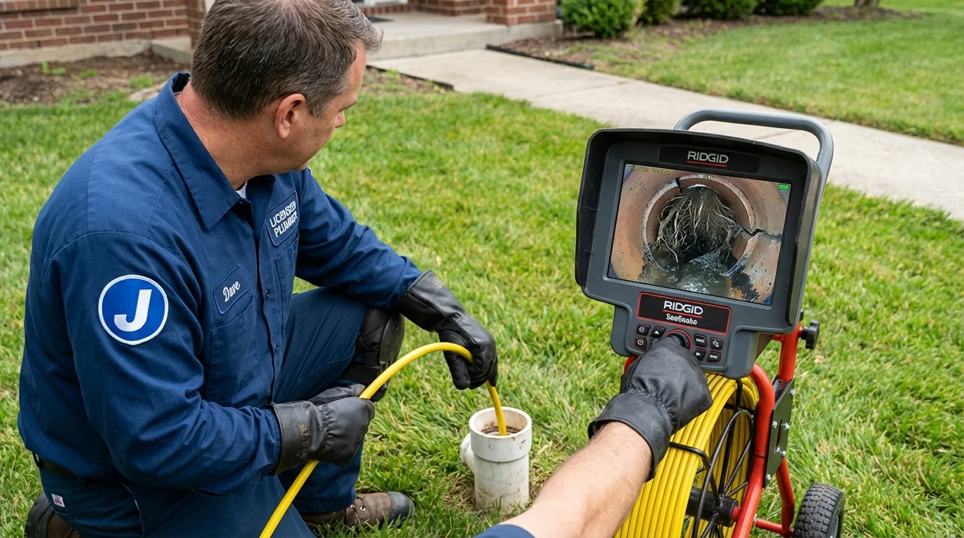 Sewer camera inspection being performed by Johns Plumbing LLC in Limon
